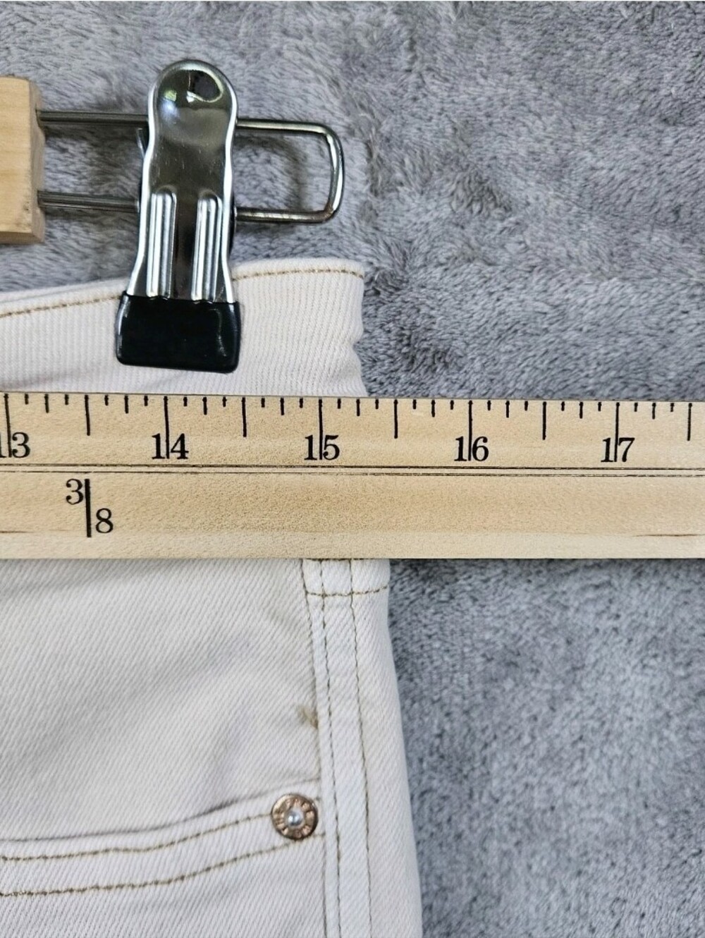 Free People We The Free Tea High Rise Skinny Jeans Cream Ivory Raw Hem 31 - Picture 8 of 14